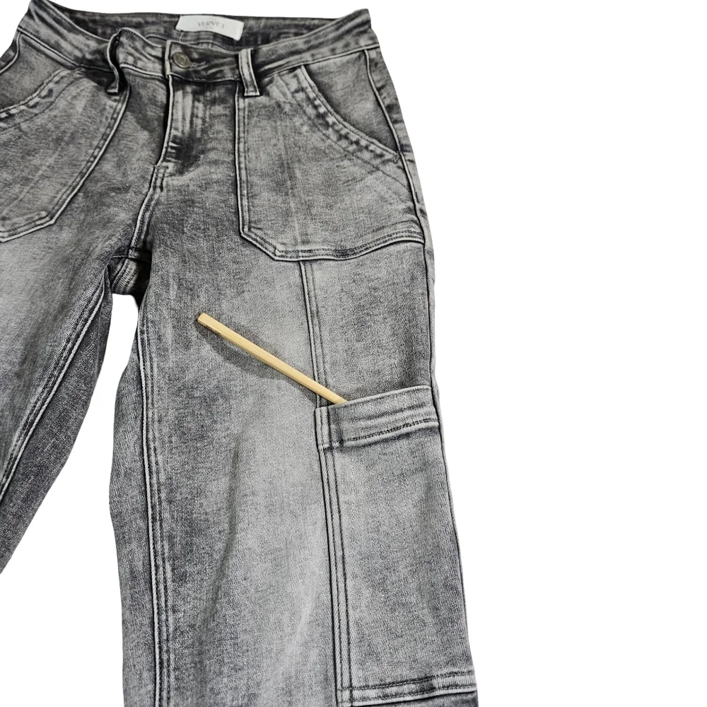 Vervet Distressed Wash Cargo Pants, Distressed Grey, Size 26 - Picture 3 of 14